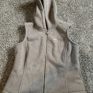 Ladies Brown Hooded Fleece Vest